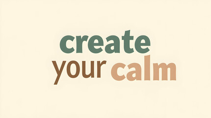 Fototapeta premium Create Your Calm in Muted Green and Peach Font