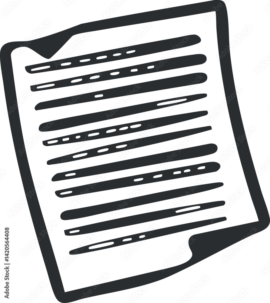 Poster a simple illustration of a sheet of paper with lines, representing notes or written content.