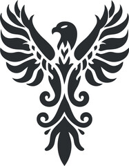 Obraz premium Stylized tribal phoenix tattoo design featuring elegant wings and a unique abstract shape.