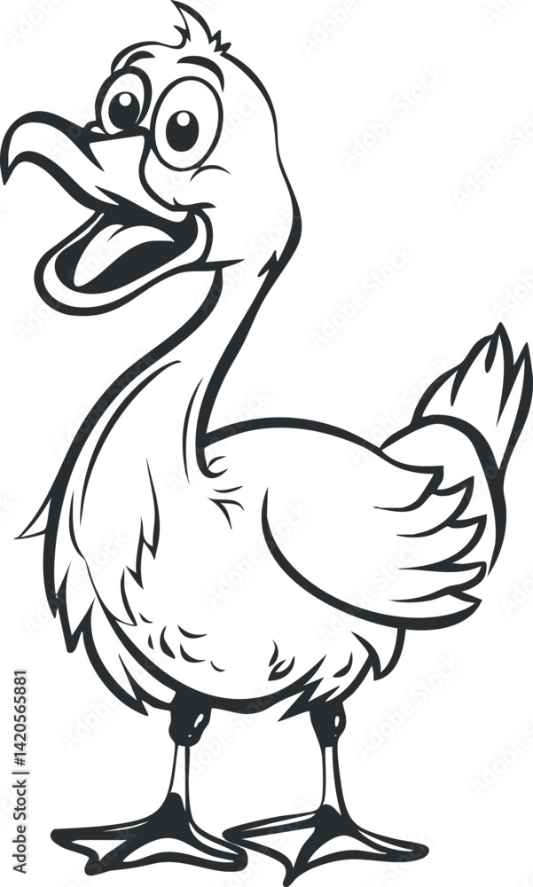Poster A cheerful cartoon duck character with a playful expression and whimsical design.