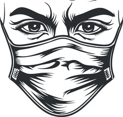 Fototapeta premium Illustration of a person wearing a face mask highlighting safety and health during a pandemic.