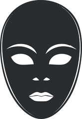 A minimalist illustration of an alien face featuring a sleek design and abstract features.