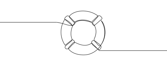 Continuous line, lifebuoy, swimming equipment vector illustration with transparent background editable stroke. © Proongnee