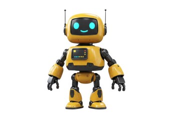 Yellow robot toy isolated on white background