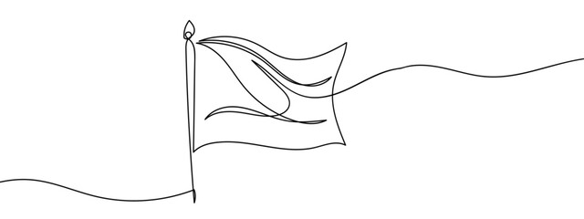 Fototapeta premium Continuous line, flag on top of the pole vector illustration with transparent background editable stroke.