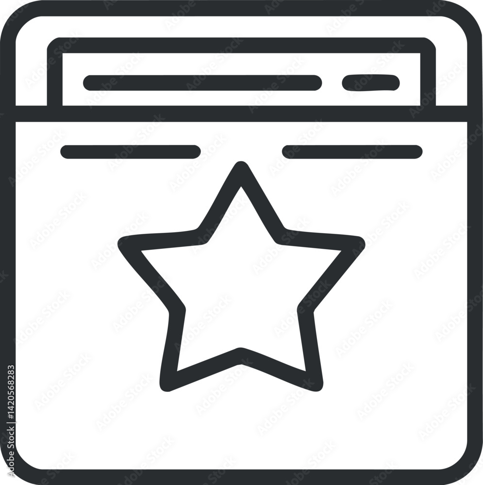 Poster a simple icon featuring a star symbol representing favorites or bookmarks in a digital interface.