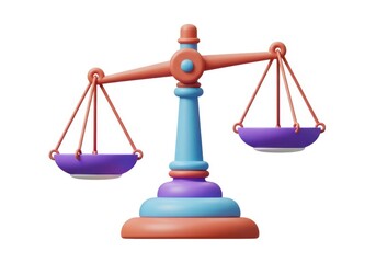 3d rendering of scales of justice isolated on white background