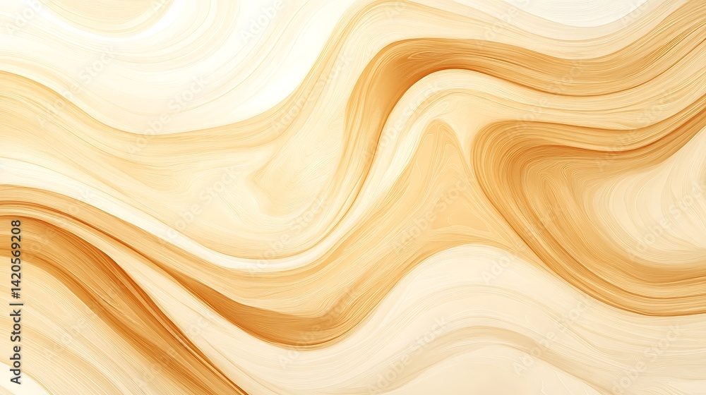 Poster abstract wavy layers in white and beige, abstract wavy layers in white and beige tones create a flui