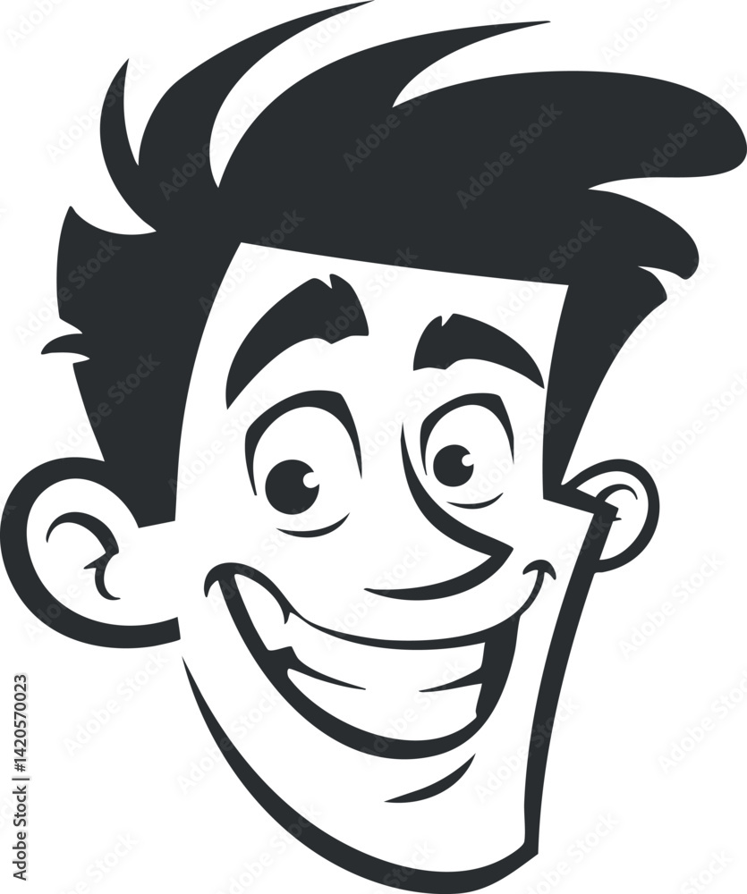 Poster a cheerful cartoon character with a big smile and playful expression suitable for various designs.