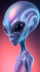 Alien Encounter Under Starry Sky with Futuristic Spaceship