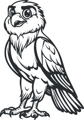 Fototapeta premium A playful cartoon owl illustration featuring detailed feathers and a whimsical expression.