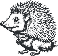 Fototapeta premium A cute cartoon illustration of a hedgehog with spiky quills and a friendly expression.