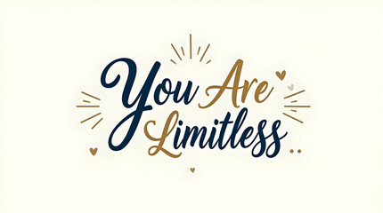 Obraz premium You Are Limitless in Uppercase Typography in Blue and Gold