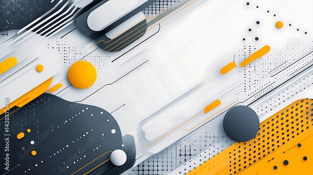 Poster abstract geometric background with circles and lines, abstract geometric background with yellow and 