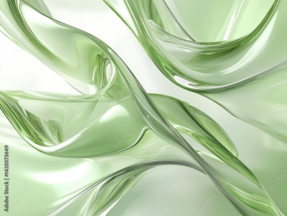 Poster abstract composition of translucent green forms