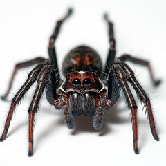 Fototapeta premium Close-Up of a Red and Black Jumping Spider on White Background