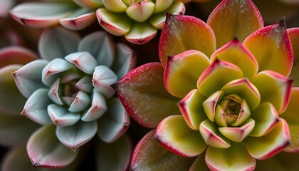 group of succulents that are red and green