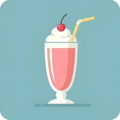 Delicious Strawberry Milkshake with Whipped Cream and Cherry Garnish