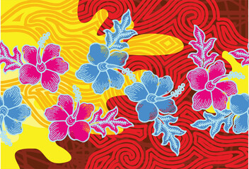 Indonesian Batik Motif with a very beautiful Hibiscus pattern © Niyaska