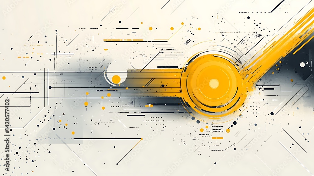 Poster abstract geometric background with circles and lines, abstract geometric background with yellow and 