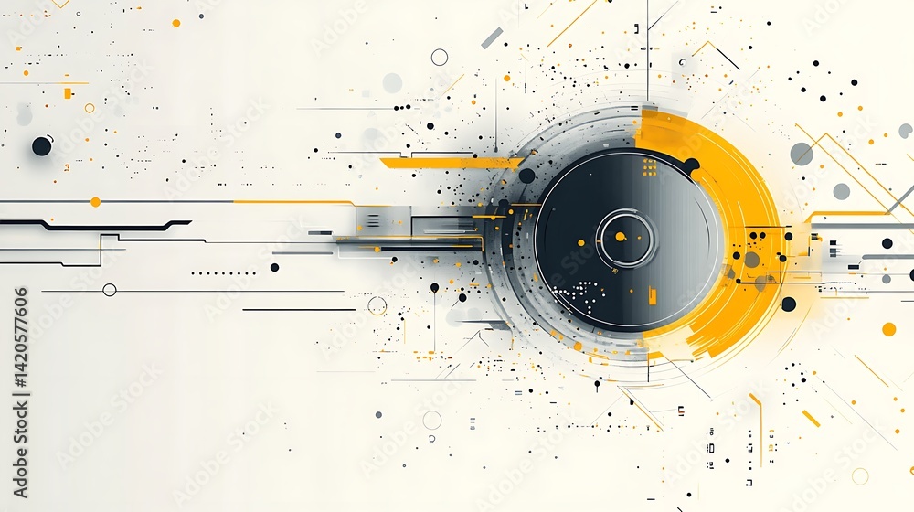 Aufkleber abstract geometric background with circles and lines, abstract geometric background with yellow and 