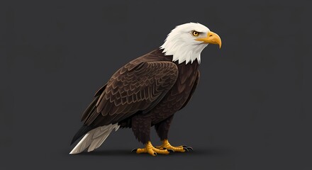 Fototapeta premium Iconic American Raptor: A Detailed and Impressive Bald Eagle Illustration 