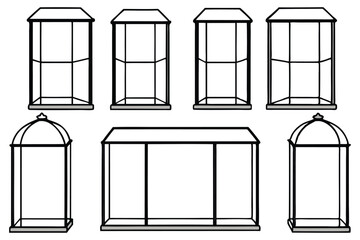 Elegant Glass Display Cabinet Vectors