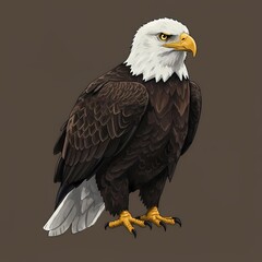 Obraz premium Iconic American Raptor: A Detailed and Impressive Bald Eagle Illustration 