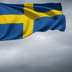 macro RAW photo, photorealistic photograph of the flag of Sweden
