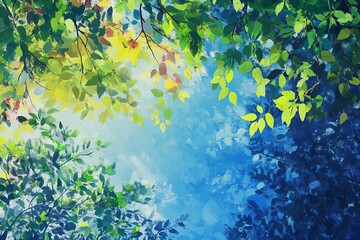 Digital Painting of Tree Branches and Sky