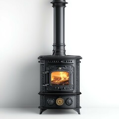 Elegant Black Cast Iron Wood Burning Stove