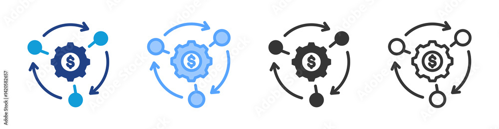 Poster business model icon set multiple style collection