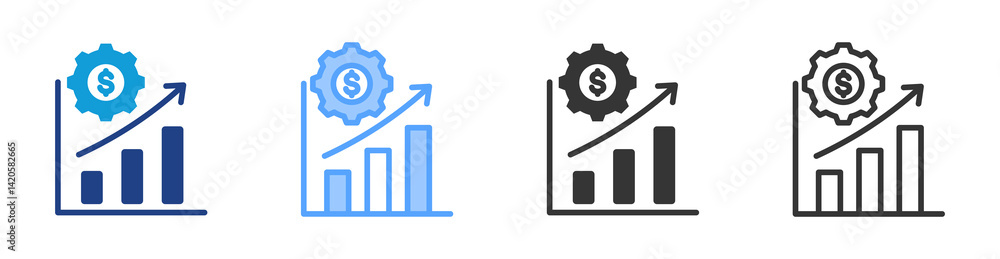 Poster business icon set multiple style collection