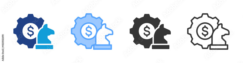 Poster business strategy icon set multiple style collection