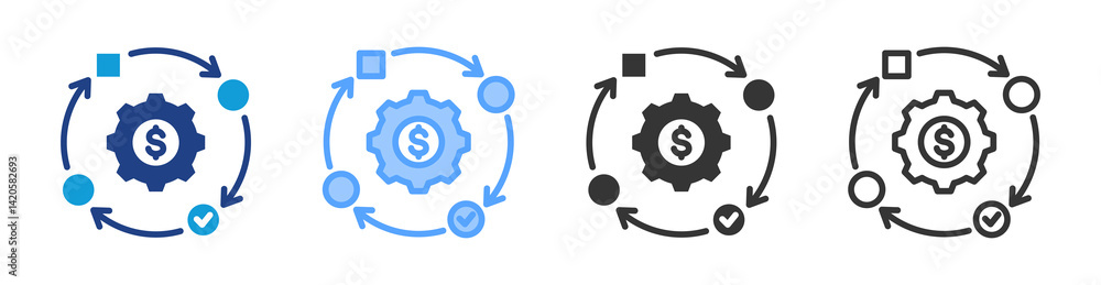 Poster business process icon set multiple style collection