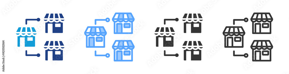 Poster franchise icon set multiple style collection