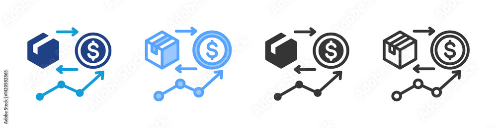 Poster trading icon set multiple style collection