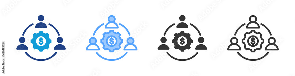 Poster Business Network icon set multiple style collection