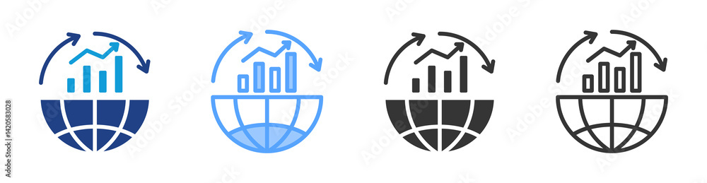 Poster Globalization icon set multiple style collection