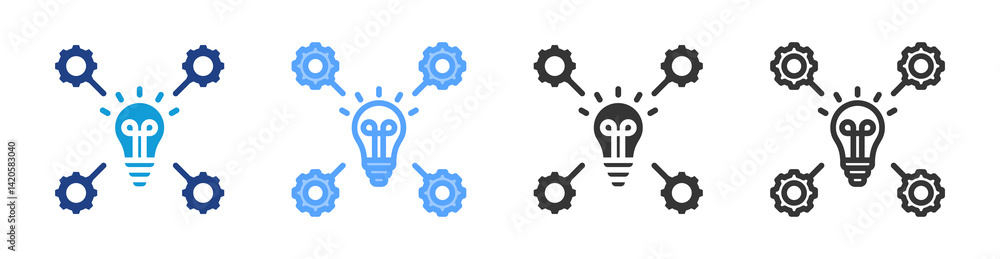 Poster Implementation icon set multiple style collection