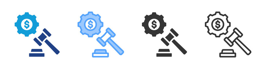 Auction icon set multiple style collection