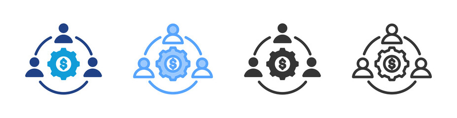 Fototapeta premium Business Network icon set multiple style collection