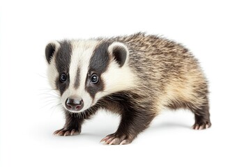Fototapeta premium Badger Standing on White Background