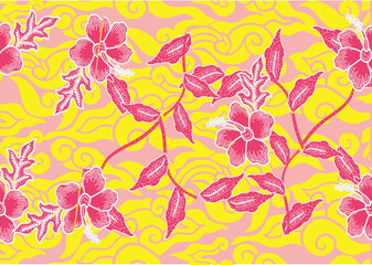 Indonesian Batik Motif with a very beautiful Hibiscus pattern