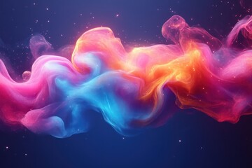 Naklejka premium Vibrant Abstract Fluid Art with Cosmic Colors and Glittering Particles