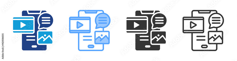 Aufkleber content icon set multiple style collection