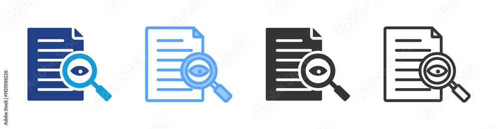 Poster Proofreading icon set multiple style collection