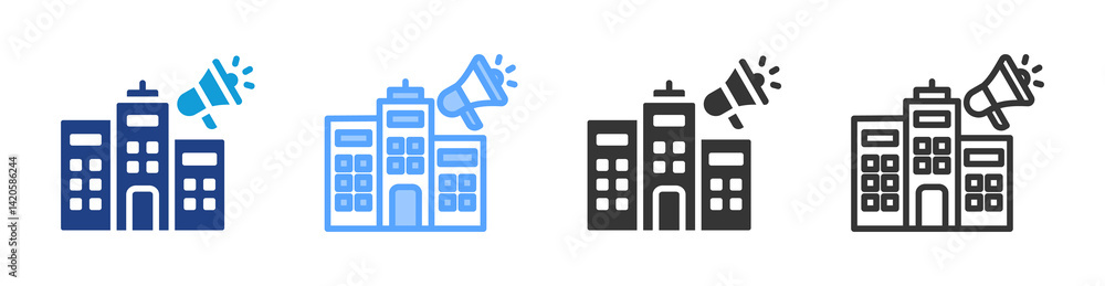 Poster companies icon set multiple style collection