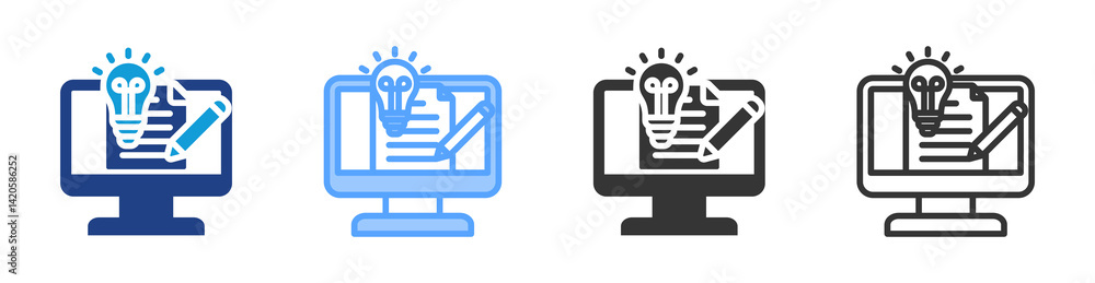 Aufkleber content writing icon set multiple style collection