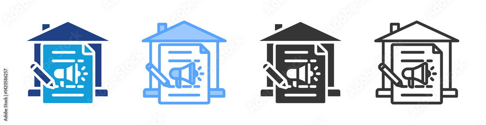 Poster inhouse copywriters icon set multiple style collection